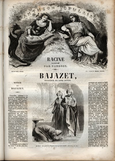 Bajazet tragedia en cinco actos de Jean Racine grabado en "Obras de Jean Racine" ilustrado por Pauquet y con nota de Emile de La Bédollière - 1851 de Hippolyte Louis Pauquet