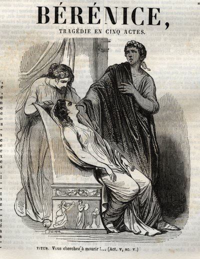Berenice tragedia en cinco actos - grabado en "Oeuvres de Jean Racine" ilustrado por Pauquet y con nota de Emile de La Bedolliere - 1851 de Hippolyte Louis Pauquet