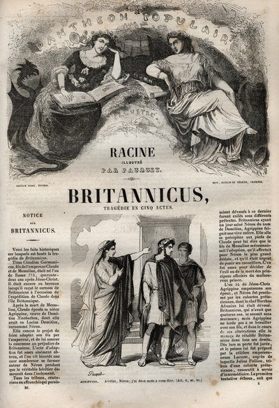 Britannicus tragedia en cinco actos - grabado en "Obras de Jean Racine" ilustrado por Pauquet y con nota de Emile de La Bedolliere - 1851 de Hippolyte Louis Pauquet