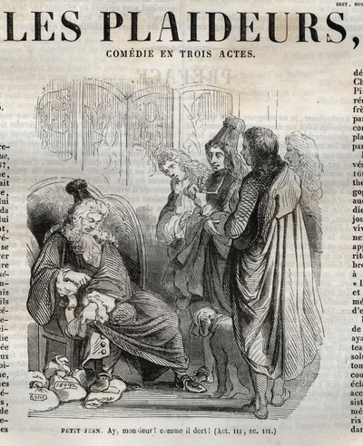 Les Plaideurs (1668) comedia en tres actos - grabado en "Obras de Jean Racine" ilustrado por Pauquet y con nota de Emile de La Bédollière - 1851 de Hippolyte Louis Pauquet