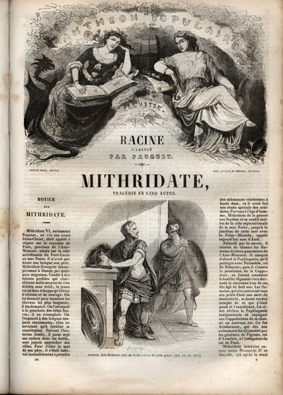 Mithridate tragedia en cinco actos de Jean Racine - grabado en 
