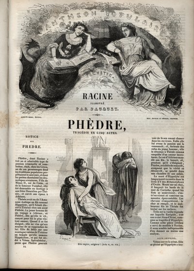 Fedra, de Jean Racine (1639-1699) - grabado en "Obras de Jean Racine" ilustrado por Pauquet y con nota de Emile de La Bédollière - 1851 de Hippolyte Louis Pauquet