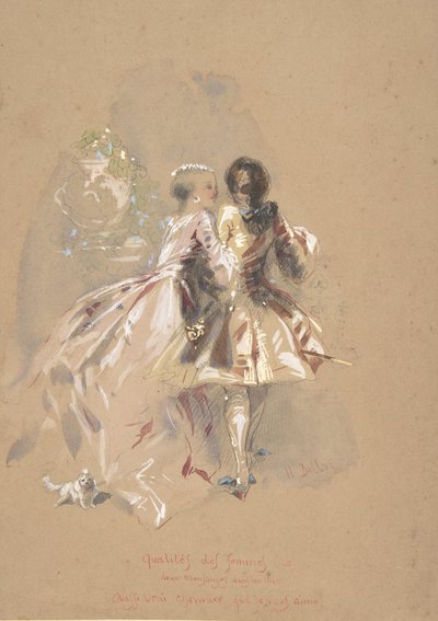 Joven pareja vista desde atrás, mediados del siglo XIX de Hippolyte Omer Ballue