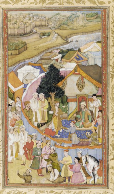 Daud recibe una túnica de honor de Munim Khan, ilustración de El Akbarnama, ca 1604 de Hiranand