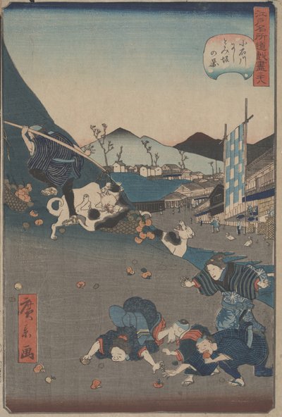 Vista de Nishitoisaka en Koishikawa, c.1860 (xilografía) de Hirokage Utagawa