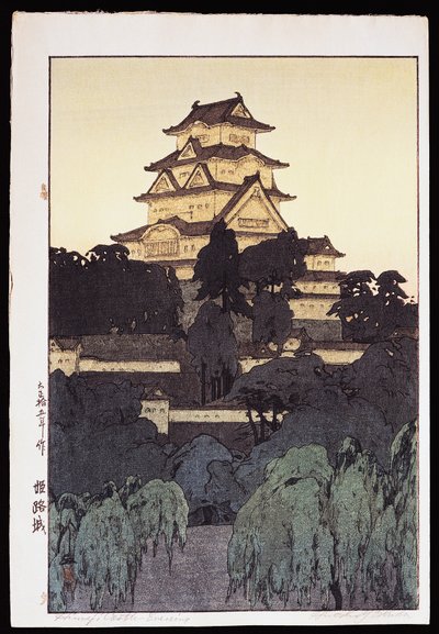 Vista nocturna del castillo de Himeji de Hiroshi Yoshida