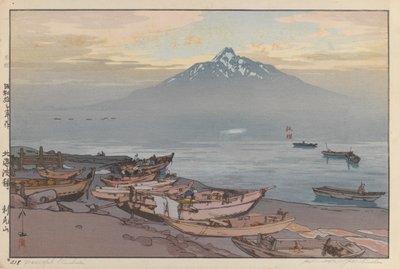 Peaceful Rishiri (grabado en madera sobre papel) de Hiroshi Yoshida