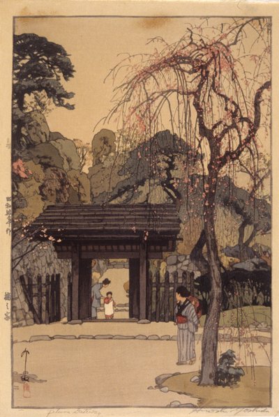Plum Gateway (xilografía en color) de Hiroshi Yoshida
