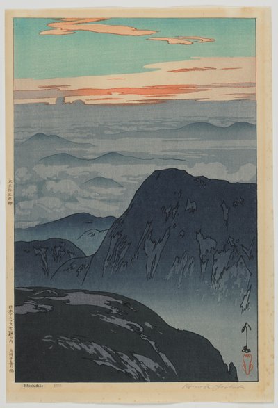 Amanecer en Eboshidake, de la serie Doce escenas en los Alpes japoneses, época de Taisho de Hiroshi Yoshida