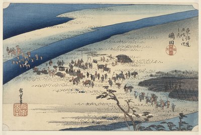 De Suruga sobre el río Oi en Shimada Shimada Oigawa Sungan (título sobre el objeto) De 53 estaciones van de Tokaido (título de la serie) Tokaido gojusan tsugi no uchi (título de la serie sobre el objeto) de Hiroshige (I) , Utagawa