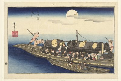 Río de sedimentos Yodogawa (objeto de sonido de sangre CT) Con una lengua pintando m pa a ts empleado de tienda viviendo (serie s land) Hogar y Meisho no Uchi de Hiroshige (I) , Utagawa