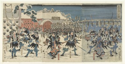 La venganza del samurái sin líder sin fe Gishi katakiuchi no zu (título sobre objeto) de Hiroshige (I) , Utagawa