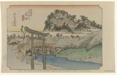 fujisawa No. 7. Fujisawa: uno de los cincuenta y tres lugares destacados en Tokaido. Pintado por Hiroshige (título sobre el objeto) De Tôkaidô van Hiroshige (título de la serie) Hiroshige no fude Tôkaidô (título de serie sobre objeto) de Hiroshige (I) , Utagawa
