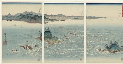Vista de las piscinas de hidromasaje de Naruta en la provincia de Awa
Awa Naruto no fukei (título en el objeto)
Nieve, luna y flores (título de la serie)
Setsugekka (título de la serie) de Hiroshige (I) , Utagawa