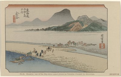 canaya No. 25. Kanaya: uno de los cincuenta y tres lugares destacados en Tokaido, pintado por Hiroshige (título sobre el objeto) De Tôkaidô van Hiroshige (título de la serie) Hiroshige no fude Tôkaidô (título de serie sobre objeto) de Hiroshige (I) , Utagawa