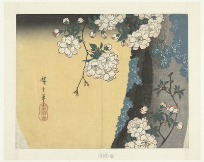 Tronco cubierto de musgo y flores de cerezo de Hiroshige (I) , Utagawa