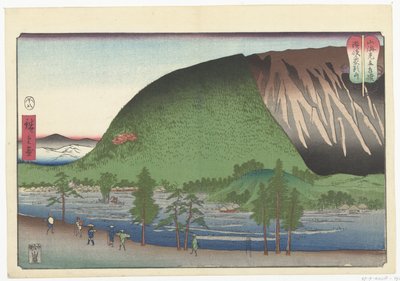 Montaña Elefante en el condado de Sanuki. Sanuki, Zozusan (título sobre objeto) Enfrentamiento entre la montaña y el mar (título de la serie) Sankai mitate sumo (título de la serie en el objeto) de Hiroshige (I) , Utagawa