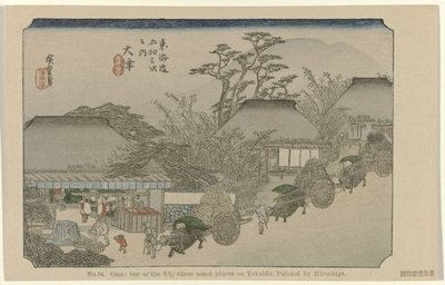 Otsu No. 54. Otsu: uno de los cincuenta y tres lugares señalados en Tokaido, pintado por Hiroshige (título sobre el objeto) De Tôkaidô van Hiroshige (título de la serie) Hiroshige no fude Tôkaidô (título de serie sobre objeto) de Hiroshige (I) , Utagawa