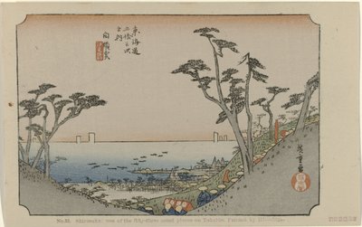 Shirasuka No. 33. Shirasuka: uno de los cincuenta y tres lugares señalados en Tokaido, pintado por Hiroshige (título sobre el objeto) De Tôkaidô van Hiroshige (título de la serie) Hiroshige no fude Tôkaidô (título de serie sobre objeto) de Hiroshige (I) , Utagawa