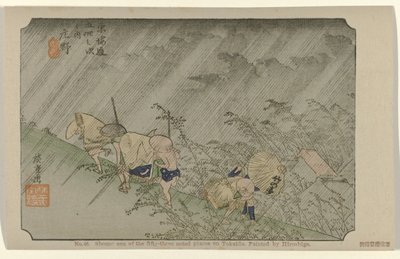 Shono No. 46. Shono: uno de los cincuenta y tres lugares señalados en Tokaido, pintado por Hiroshige (título sobre el objeto) De Tôkaidô van Hiroshige (título de la serie) Hiroshige no fude Tôkaidô (título de serie sobre objeto) de Hiroshige (I) , Utagawa