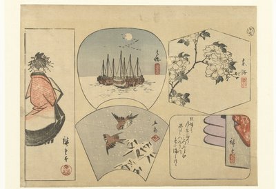 Cinco imágenes recortadas de Hiroshige (I) , Utagawa