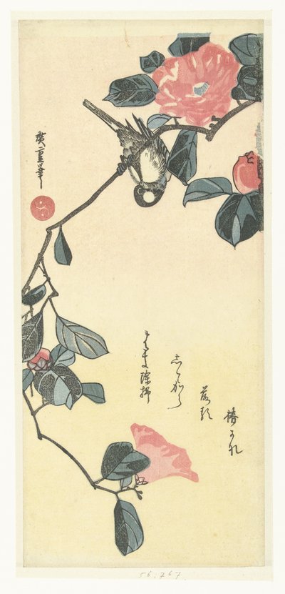 pájaro y camelia de Hiroshige (I) , Utagawa