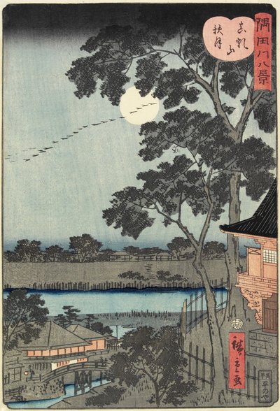 Luna de Otoño sobre la Colina Matsuchiyama, Noviembre 1861 de Hiroshige II