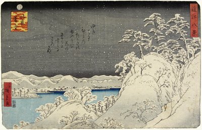 Nieve vespertina en el Monte Hira, enero de 1859 de Hiroshige II