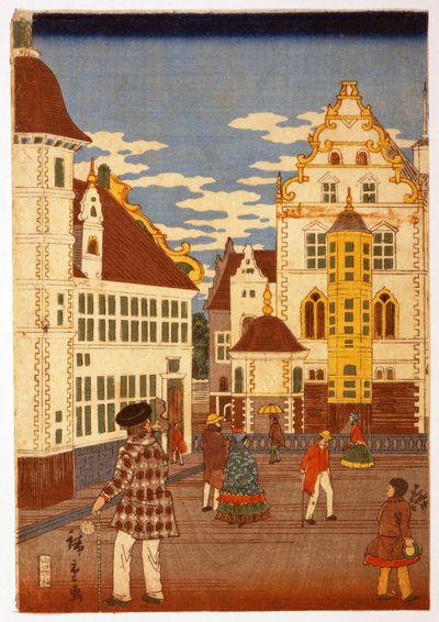 Vista de la vida americana, de Illustrated London News, pub. 1860 de Hiroshige Utagawa