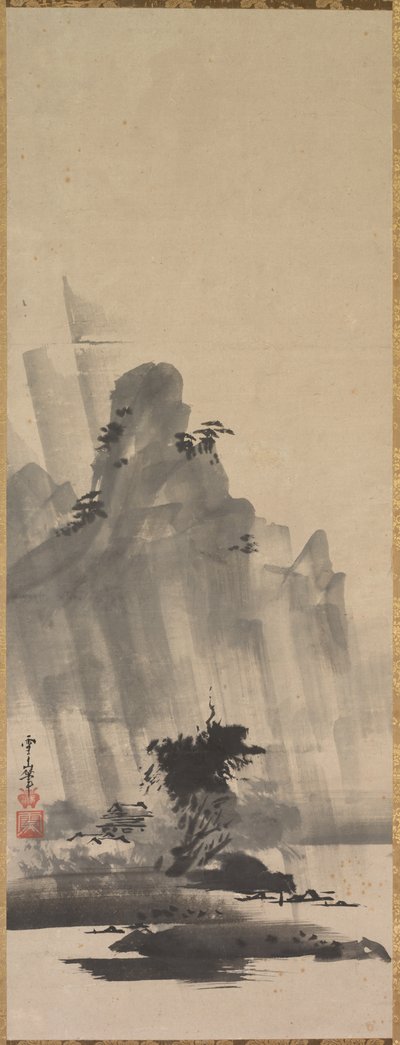 Montaña y río en tormenta de Hirowatari Setsuzan