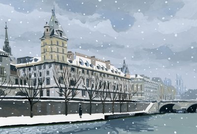 El Sena en invierno, 2015 (Gouache sobre papel) de Hiroyuki Izutsu