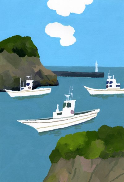Tres barcos de pesca de Hiroyuki Izutsu
