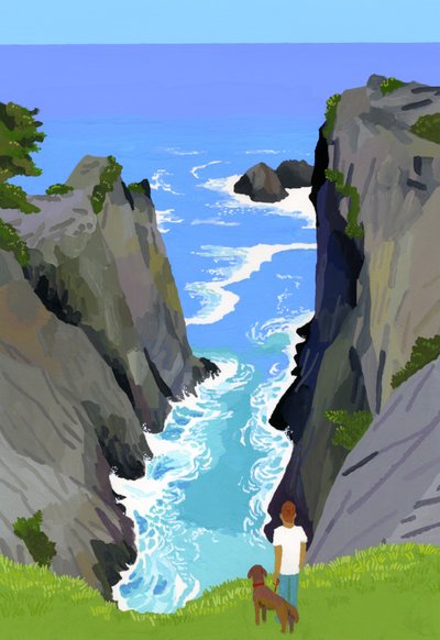 Caminando con perros en la costa de las Rías de Hiroyuki Izutsu