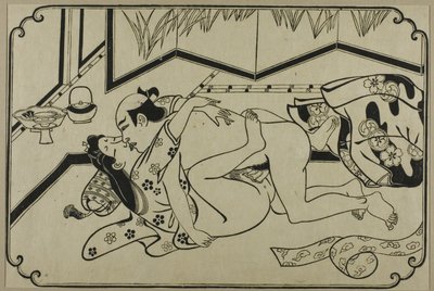 Una hoja de un álbum shunga de Hishikawa Moronobu