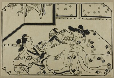 Una hoja de un álbum shunga de Hishikawa Moronobu