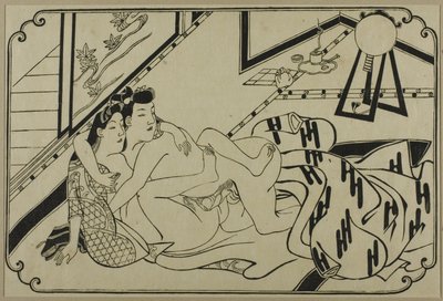 Una hoja de un álbum shunga de Hishikawa Moronobu