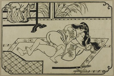 Una hoja de un álbum shunga de Hishikawa Moronobu