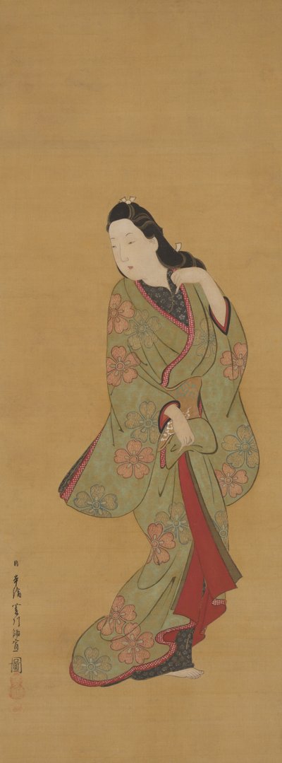 Belleza girando la cabeza de Hishikawa Moronobu
