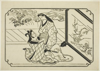 Detrás de la pantalla de Hishikawa Moronobu