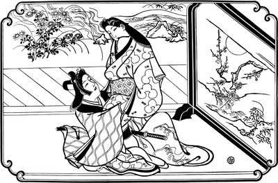 Detrás de la pantalla de Hishikawa Moronobu