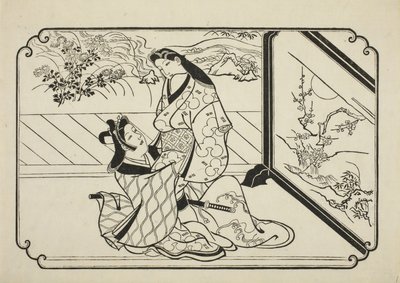 Detrás de la pantalla, c.1673-81 de Hishikawa Moronobu