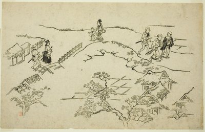 Colina Emon, de la serie "La apariencia de Yoshiwara (Yoshiwara no tei)" de Hishikawa Moronobu