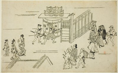 Entrada a Ageyacho, de la serie "La apariencia de Yoshiwara (Yoshiwara no tei)" de Hishikawa Moronobu