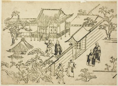 Honbo, de la serie "Escenas de observación de flores en Ueno" de Hishikawa Moronobu