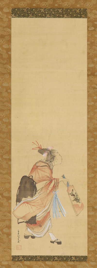 Niña jugando al volante, 1615-1868 de Hishikawa Sori