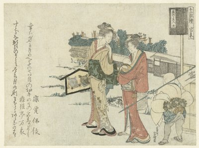 Dos mujeres en una visita al santuario de Hishikawa Sori