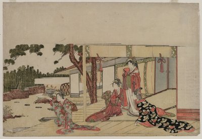 Mujeres en una veranda, c. 1800 de Hishikawa Sori III