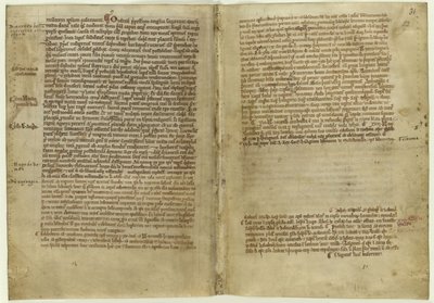 Relato en verso de la Carta Magna en la Crónica de la Abadía de Melrose, 1270s de Historical Document