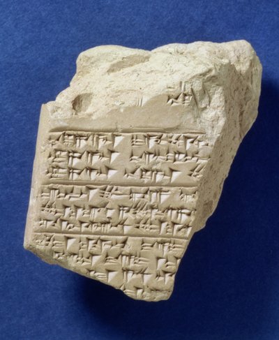 Fragmento de texto cuneiforme de Boghazkoy, hitita, c. siglo XIV a.C. de Hittite