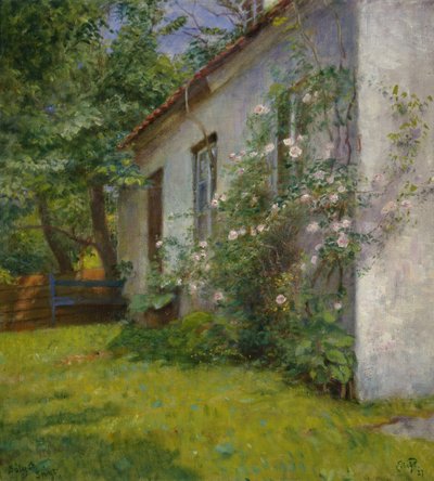 Casa con rosal, Sandø de Hjalmer Eilif Emanuel Peterssen